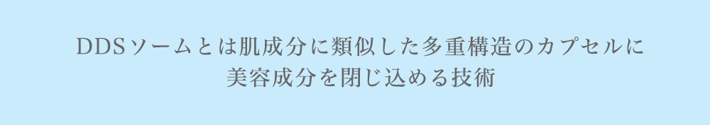 DDSソームとは肌成分に類似した多重構造のカプセルに美容成分を閉じ込める技術