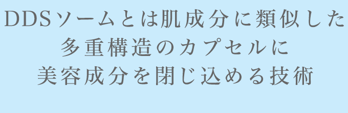 DDSソームとは肌成分に類似した多重構造のカプセルに美容成分を閉じ込める技術